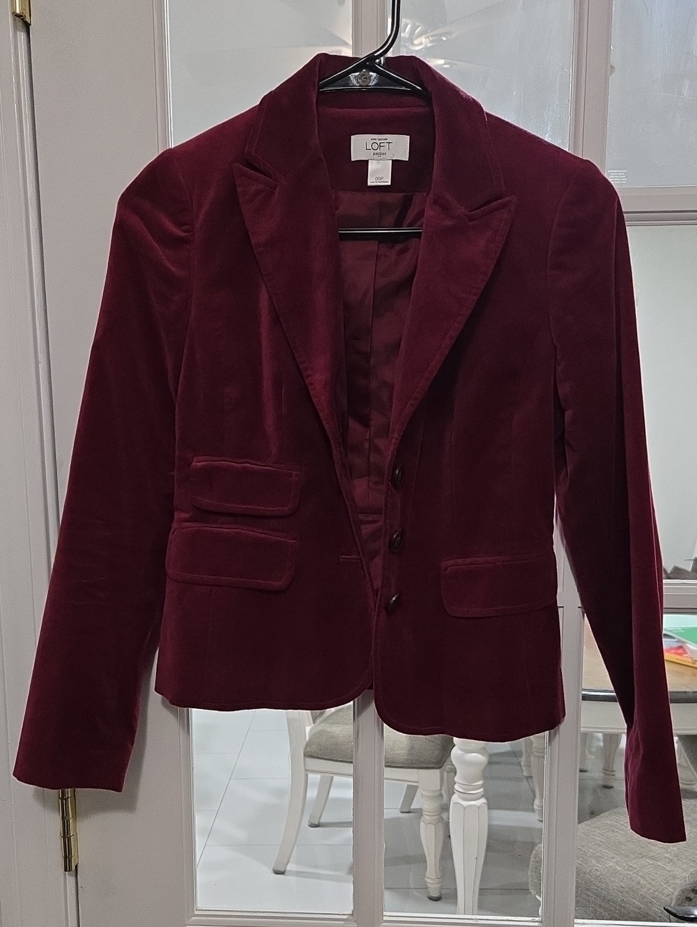 LOFT Women's Velvet Blazer - Burgundy